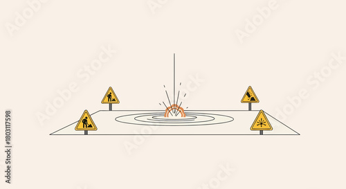 Abstract Warning Signs With a Mysterious Energy Portal Minimalist