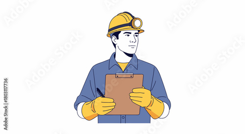 Diligent Mining Supervisor Preparing Report With Clipboard And Pen