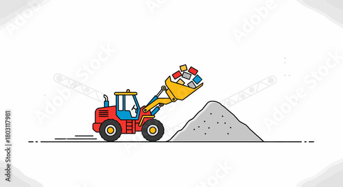 Stylized Loader Truck Moving Material In Construction Site