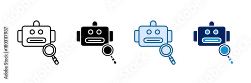 Bot Search Icon Set Multiple Style Collection