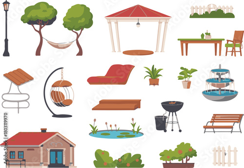 set of garden elements