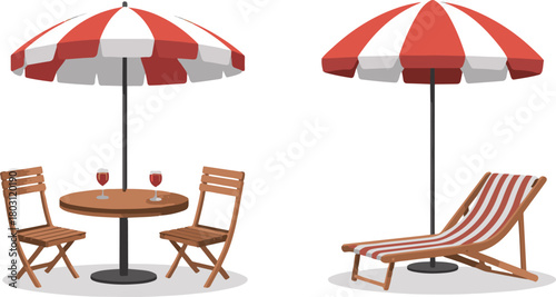 beach chairs and umbrella