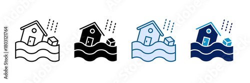 Flooding Icon Set Multiple Style Collection