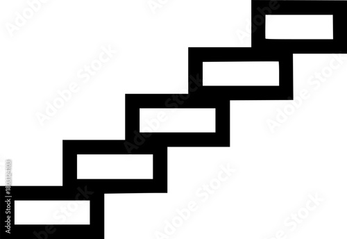 Minimalist stairs icon illustration showing growth with a black outline
