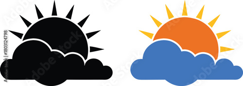Half sun behind cloud icon