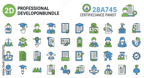 Professional development bundle icon set for education and business management