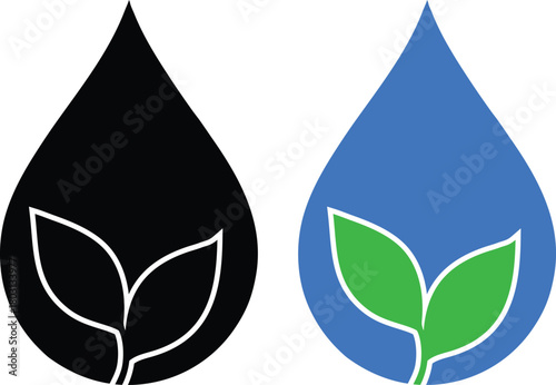 leaf with water drop icon