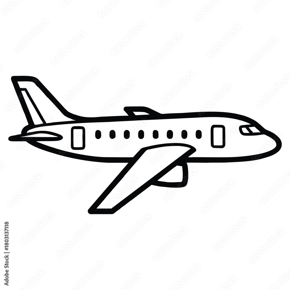 Fototapeta premium Airplane flying high, travel icon for adventure, perfect for aviation concepts