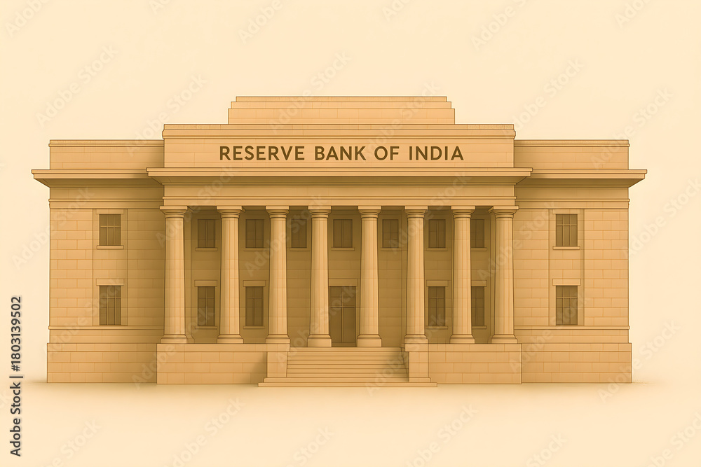 Fototapeta premium Reserve Bank of India Mumbai – Iconic Government Building Illustration