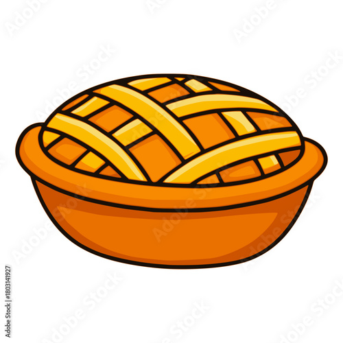Traditional apple pie food snack flat color vector illustration template design