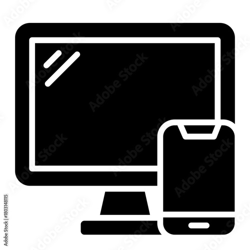 pc computer glyph icon with cpu tower for hardware use
