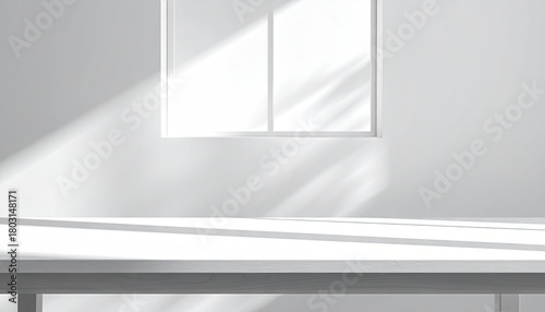 Wallpaper Mural Sunlit room, window casts leaf shadows on wall and table Torontodigital.ca