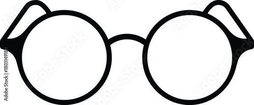 Black round eyeglasses with thick frames on white background round glasses spectacles