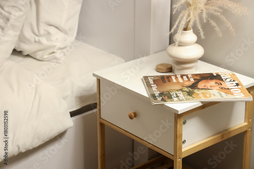 Magazine and vase with pamp...