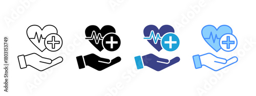 Healthcare icon set multiple style collection