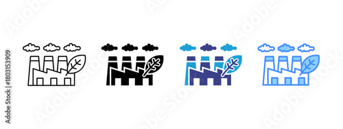 Eco Factory icon set multiple style collection