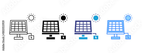 Solar Energy icon set multiple style collection
