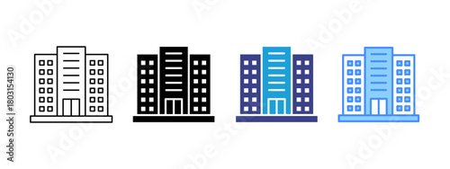 Corporation icon set multiple style collection