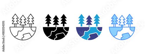 Forest icon set multiple style collection