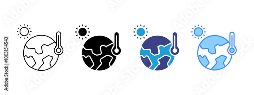 Climate Change icon set multiple style collection