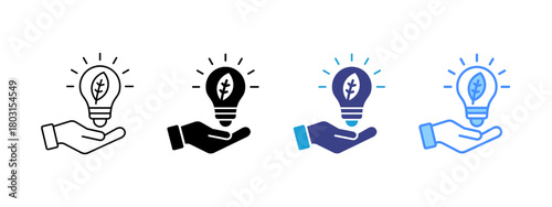 Green Technology icon set multiple style collection