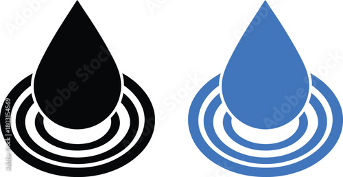 Raindrop with ripple circle icon silhouette