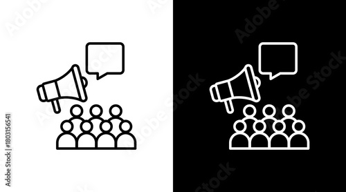 Public Relations  White Icon Set Design
