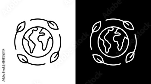 Sustainable Ecosystem  White Icon Set Design