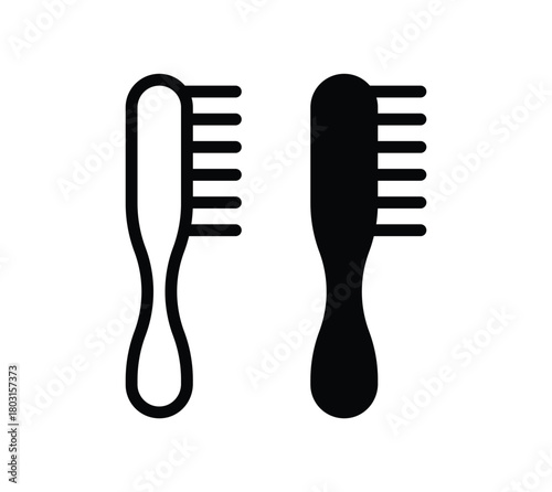 Black and White Hair Comb Icons for Design and Illustration Purposes