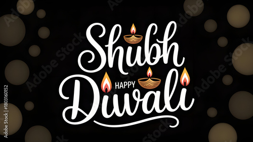 Happy diwali shubh deepavali greetings card with diya lights and dark background festival celebration 2024