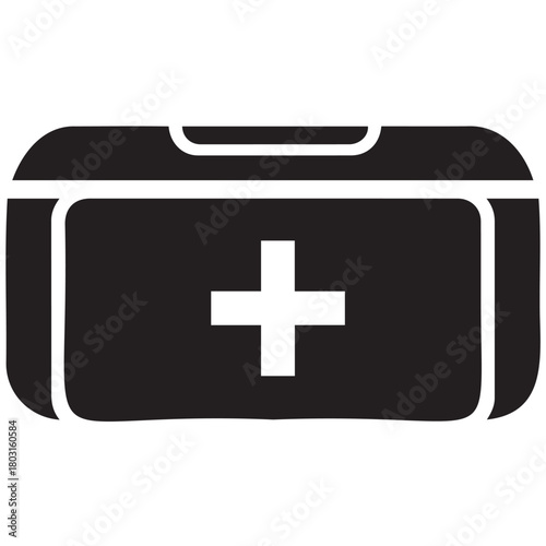 First aid kit icon with cross symbol for health care or medical emergency