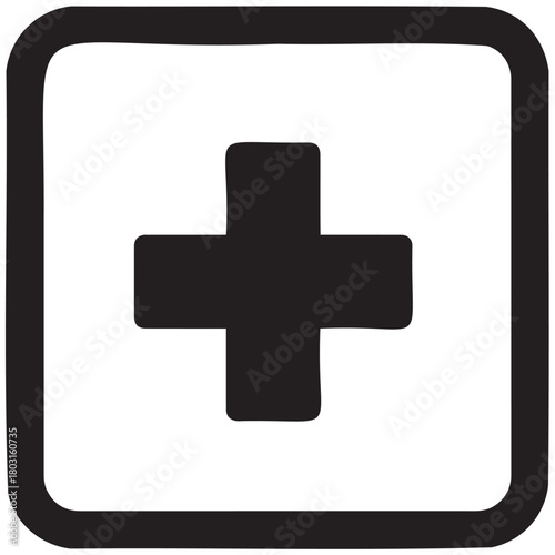 Medical emergency cross in square healthcare clinic urgent assistance and care