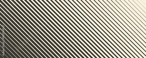 Retro linear halftone gradation texture. Fading thick to thin line gradient pattern. Parallel repeating stripe transition background. Vector diagonal strip wallpaper for overlay, print, cover design