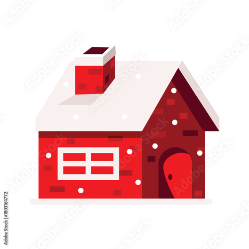 Snowy Christmas house design icon