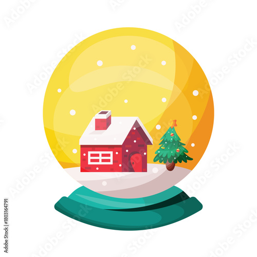 Christmas snowball globe with house