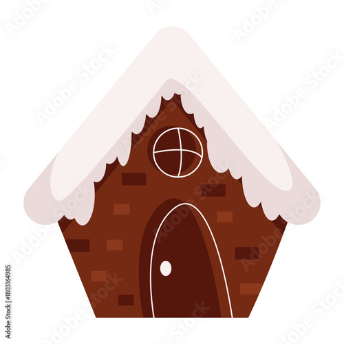 Snowy Christmas house design icon