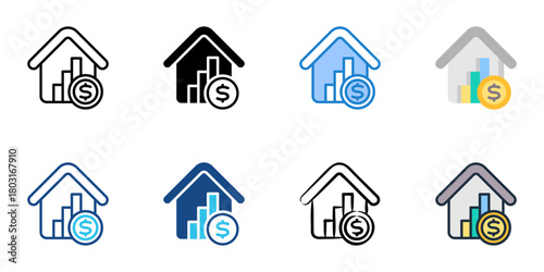 Real estate investment icon set multiple style collection 
