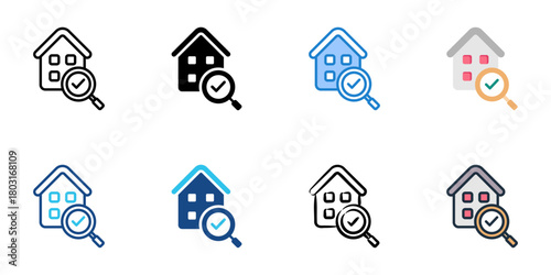 Home inspection icon set multiple style collection 
