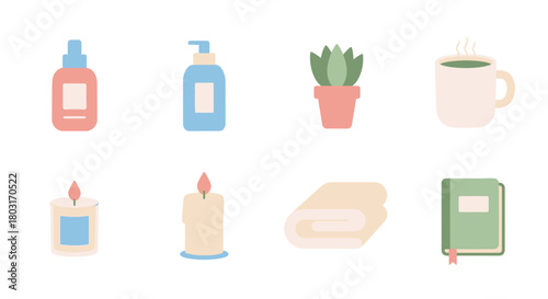Collection of self care items for relaxation and wellness.