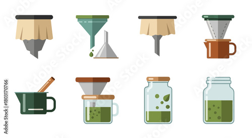 Collection of Various Filtration and Preparation Tools for Herbs and Beverages.