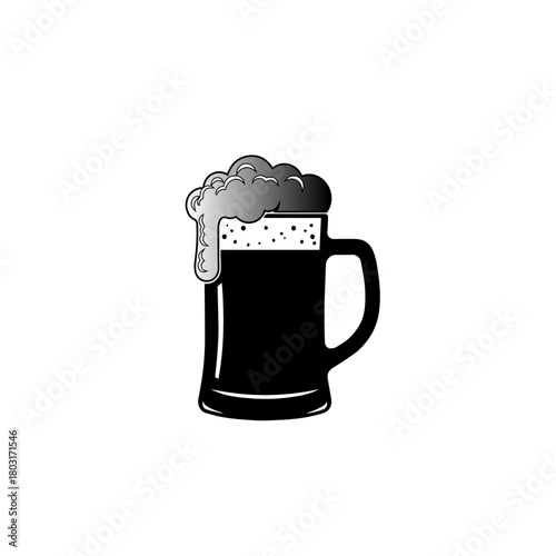 Beer Mug Icon with Overflowing Foam
