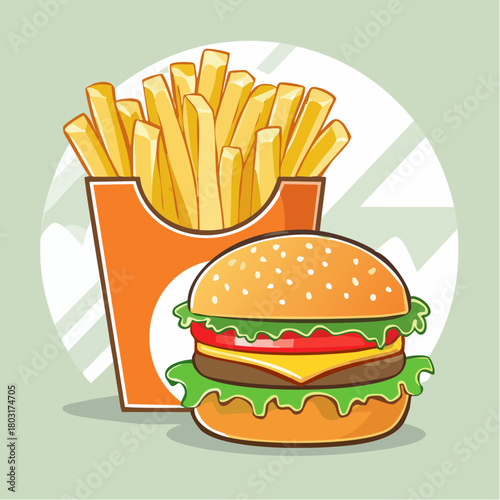 A delicious burger and fries combo, perfect for a quick meal or satisfying a craving for fast food