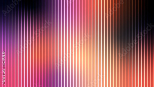 Abstract vertical stripes of vibrant pink purple orange and yellow light with a blurred gradient background