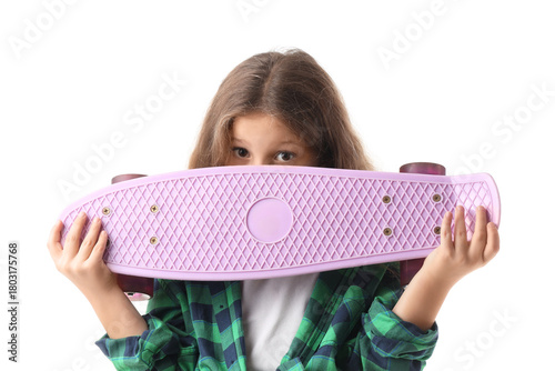 Cute little girl covering f...
