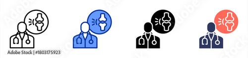 Rheumatologist icon set multiple style collection
