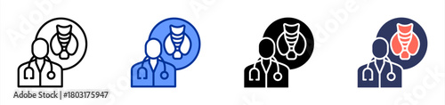 Endocrinologist icon set multiple style collection