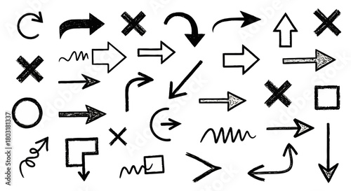 Doodle Arrow Collection Hand-Drawn Directional Elements for Design and Creative Projects