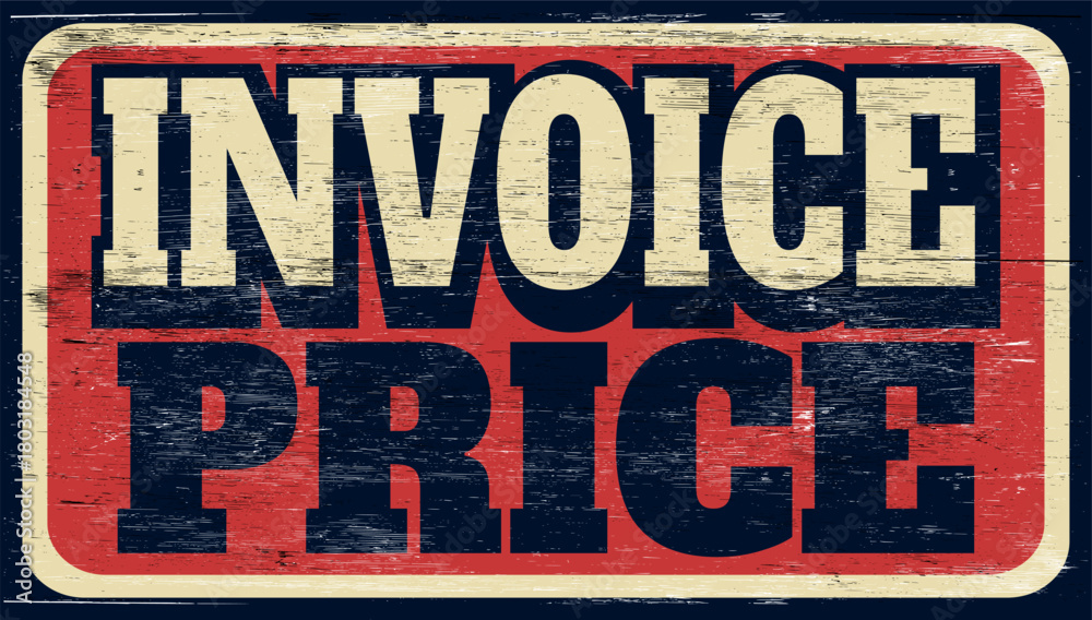 Fototapeta premium Aged and worn invoice price sign on wood
