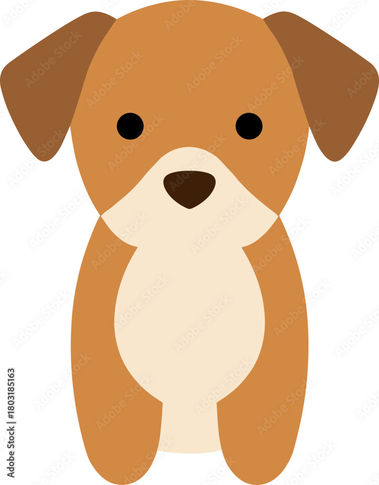 Obraz premium Minimalist Flat Design Cute Dog Illustration for Children and Decoration