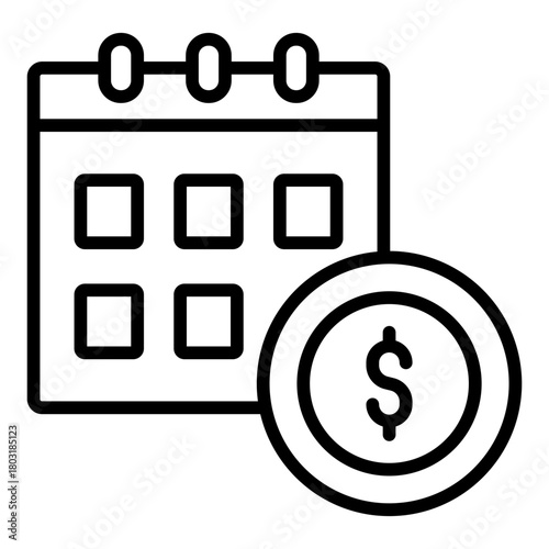 payment date outline icon for marking financial schedule